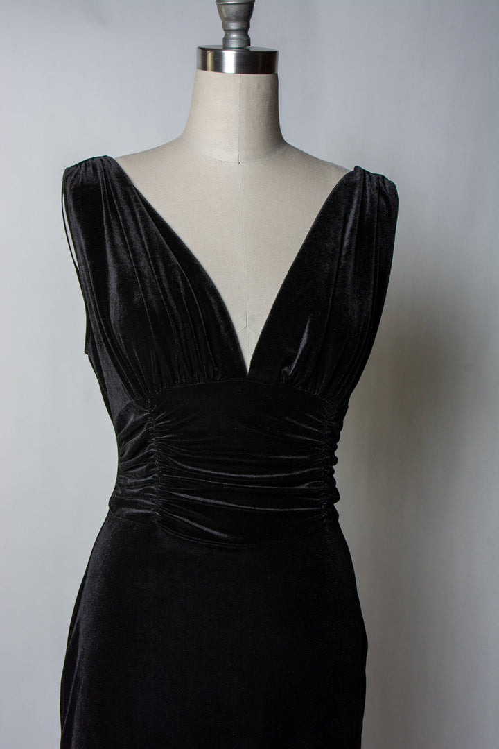 Formal Athena Gown  Dress - Stretch Velvet, Black