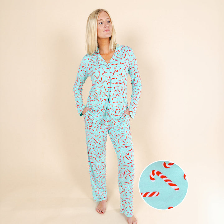 The Peppermint Pimp Canes | Candy Cane SleepDeep™ Women’s Long Sleeve Pajama Set