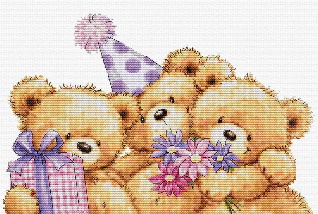 Three Party Bears B1411L Counted Cross-Stitch Kit