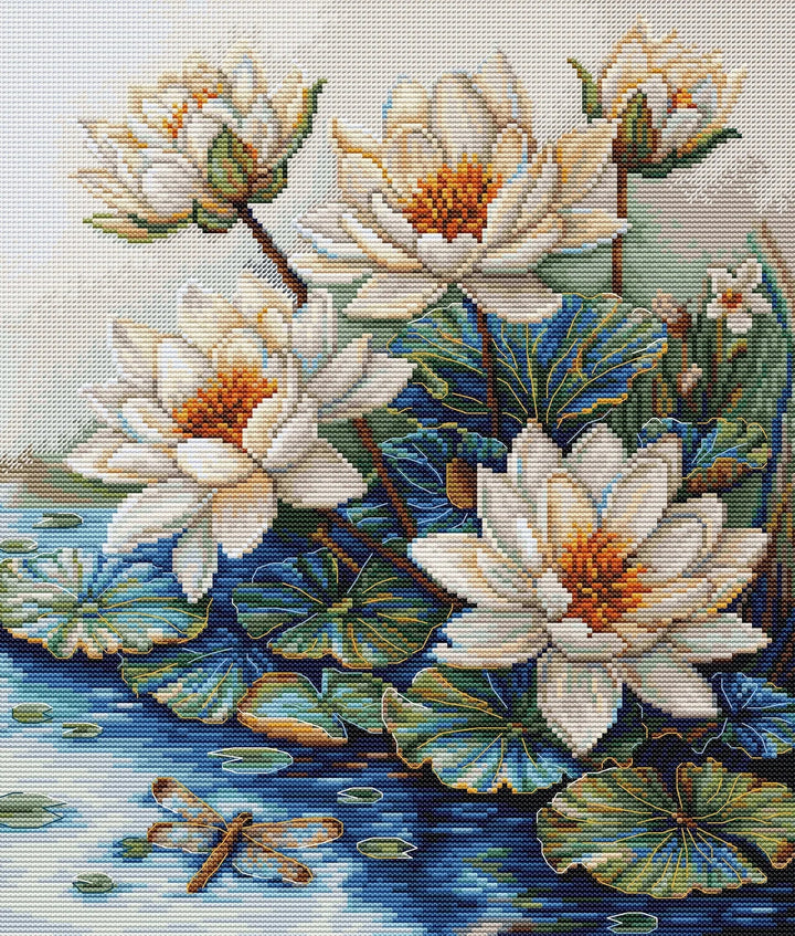 Lake With Water Lilies B7039L Counted Cross-Stitch Kit