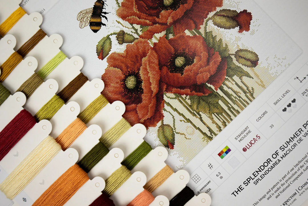 The Splendor of Summer Poppies B7042L Counted Cross-Stitch Kit