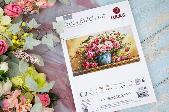 Lush Bouquet of Flowers Counted Cross-Stitch Kit by Luca-S B7055L