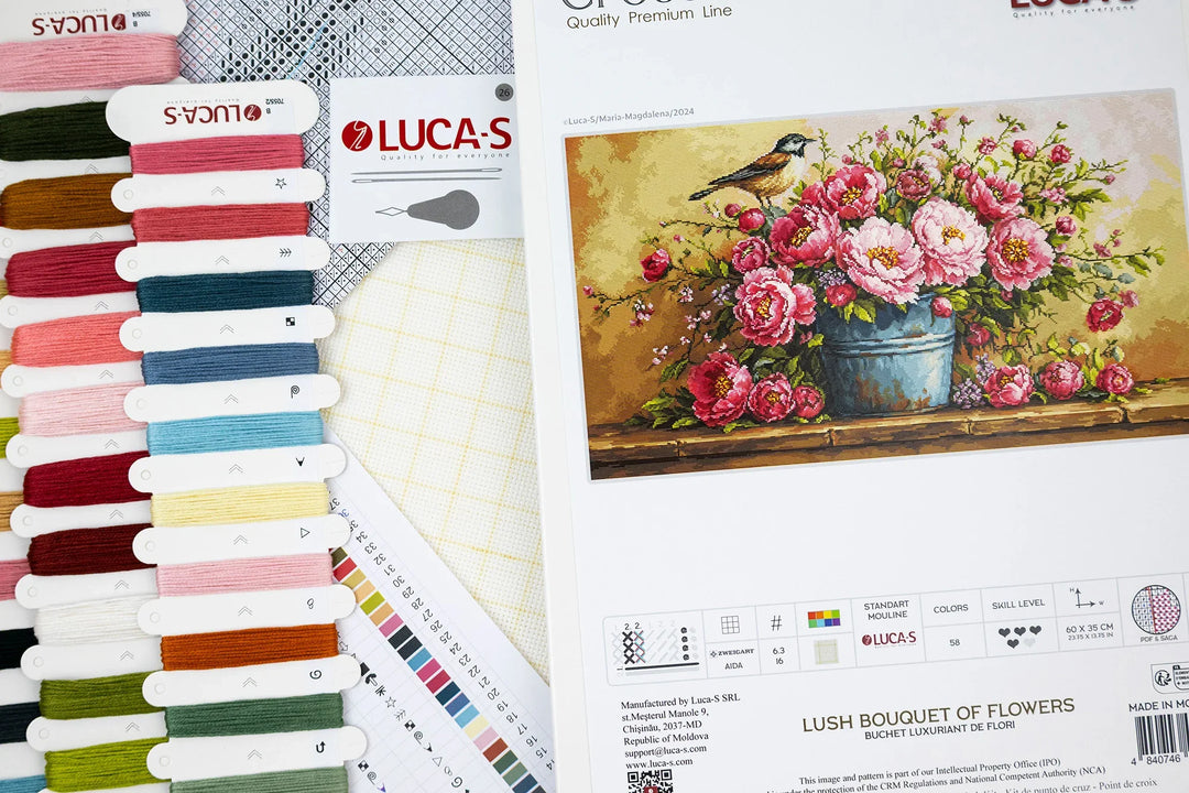 Lush Bouquet of Flowers Counted Cross-Stitch Kit by Luca-S B7055L