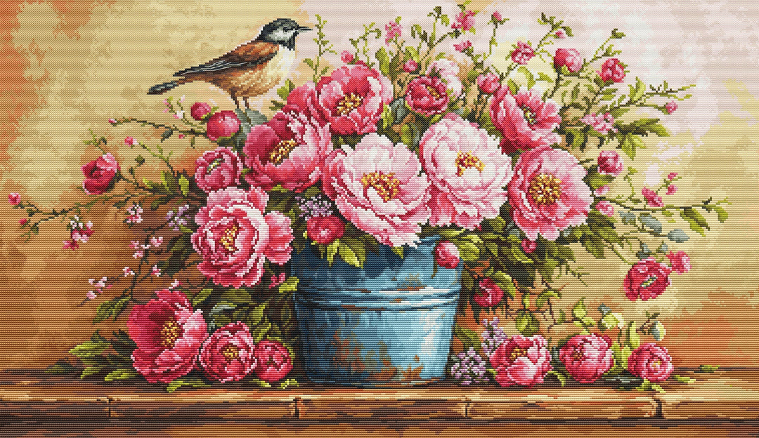 Lush Bouquet of Flowers Counted Cross-Stitch Kit by Luca-S B7055L