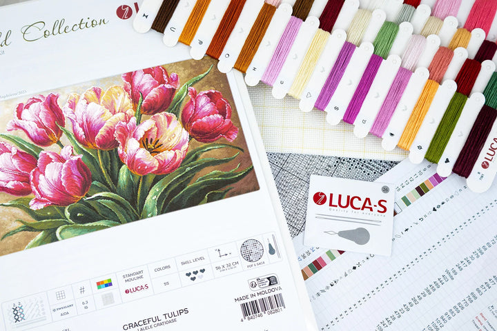 Graceful Tulips Counted Cross-Stitch Kit by Luca-S B718L