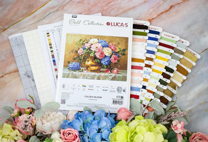 Golden Bloom Counted Cross-Stitch Kit by Luca-S B723L