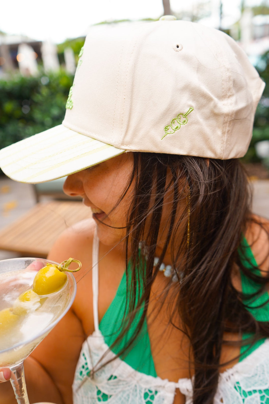 Bikinis & Dirty Martinis - Green Stripe Trucker Hat