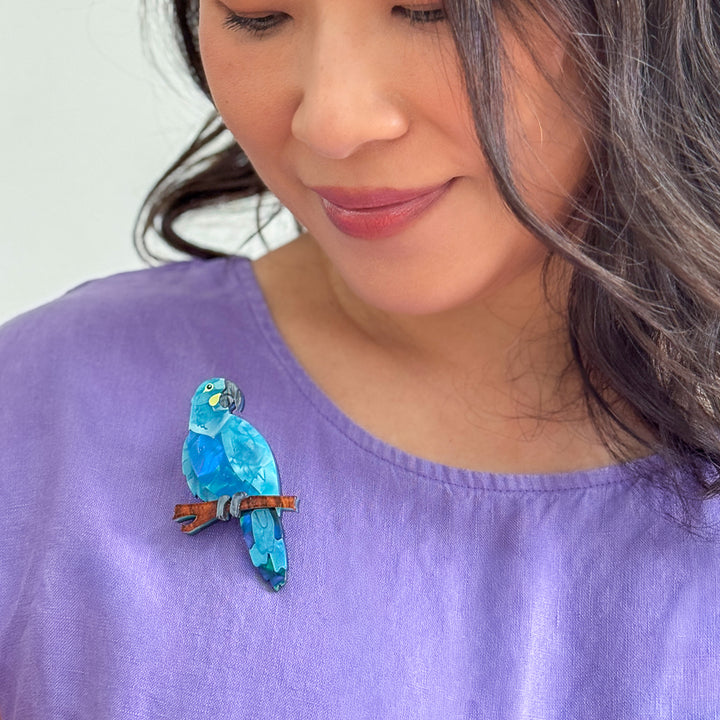 Glaucous Macaw Brooch by Erstwilder
