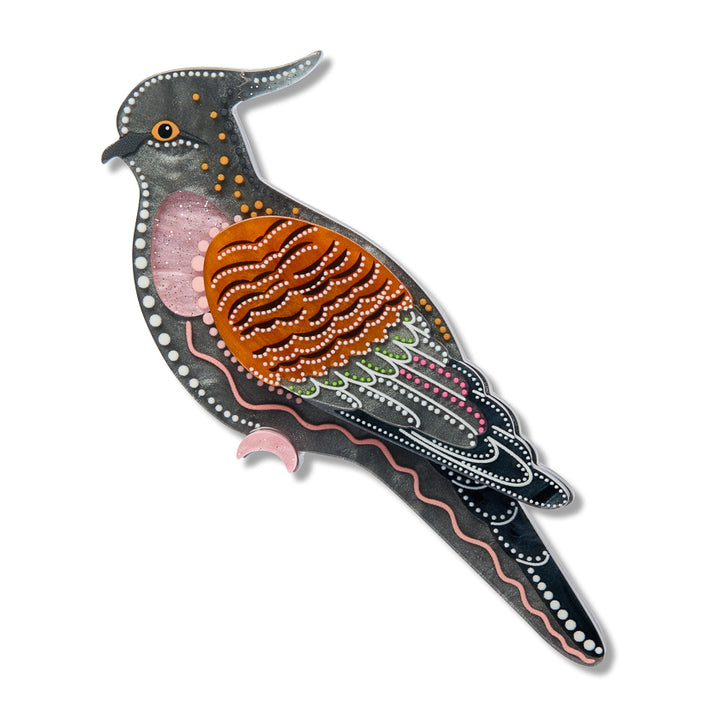 Kulupatji (Crested Pigeon) Brooch by Erstwilder
