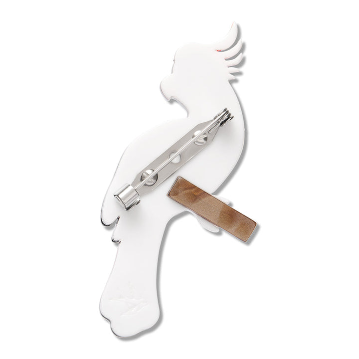 Carnaboo the Cockatoo Brooch by Erstwilder - shown with Erstwilder gift box