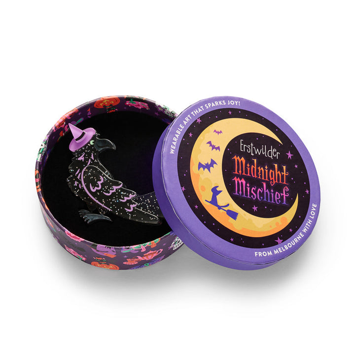 Flirt and Flutter Brooch by Erstwilder – back detail | Midnight Mischief Halloween Collection