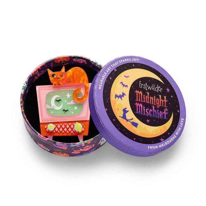 Retro Static Brooch by Erstwilder – back detail | Midnight Mischief Halloween Collection