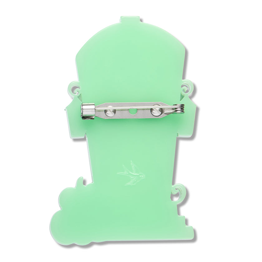 Knock Knock Brooch by Erstwilder shown with gift box | Midnight Mischief Halloween Collection