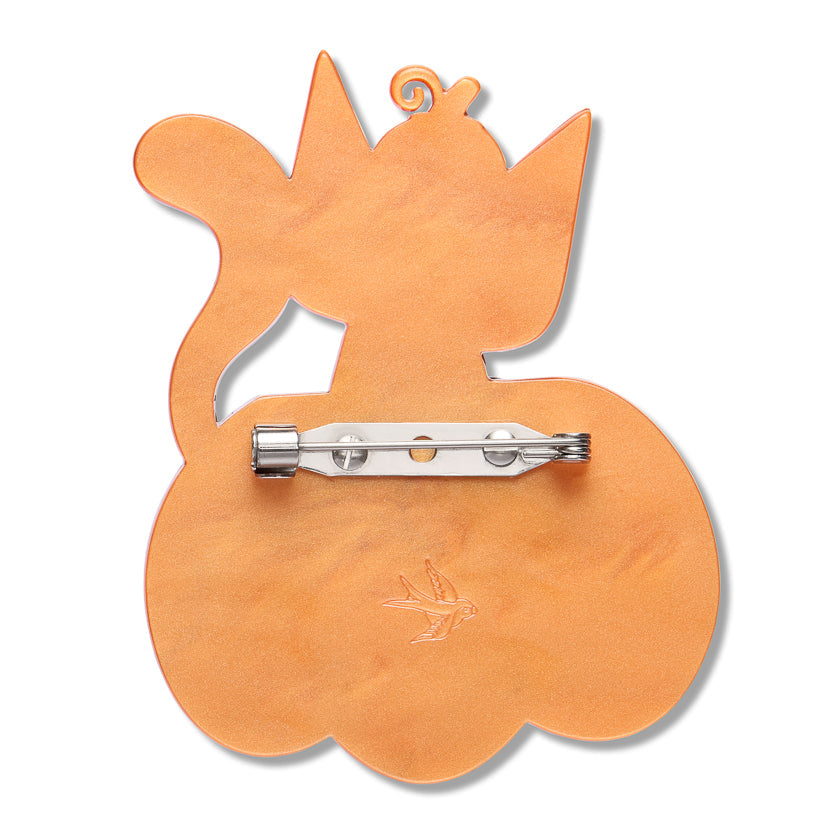 Cat O'Lantern Brooch by Erstwilder shown with gift box | Midnight Mischief Halloween Collection