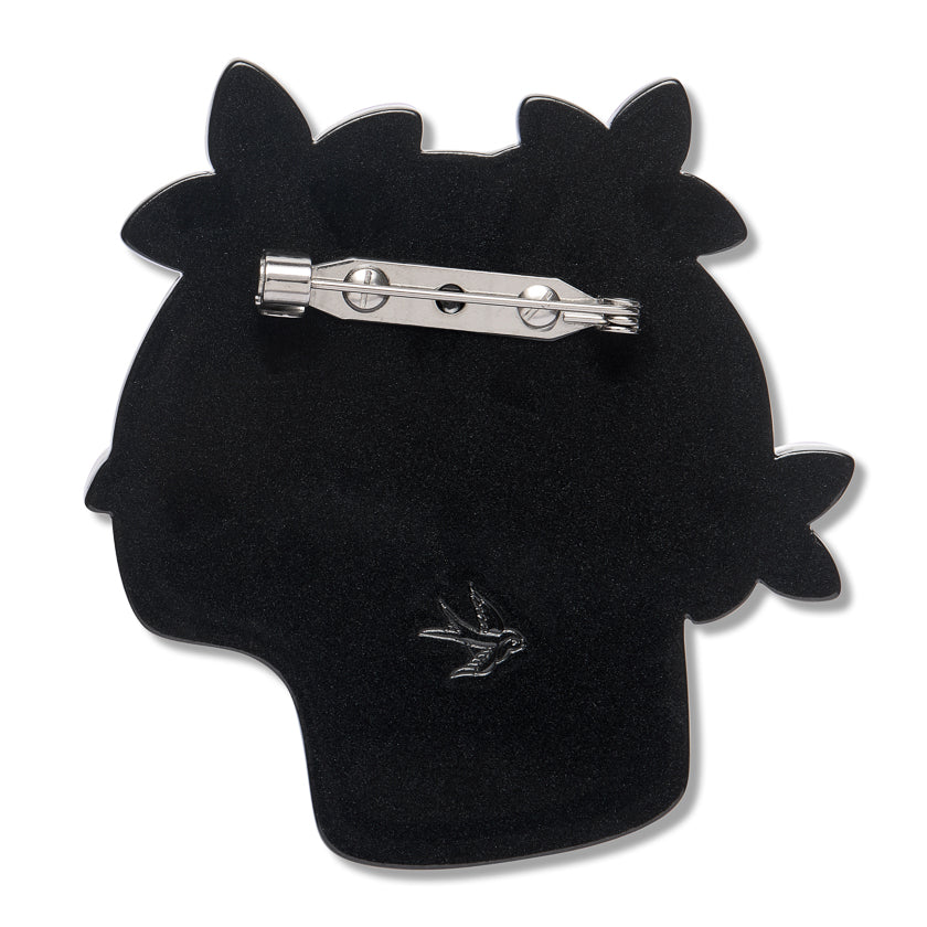 Shade of Night Brooch by Erstwilder shown with gift box | Midnight Mischief Halloween Collection