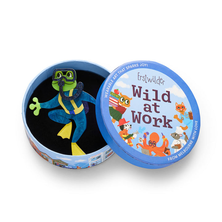 Slick Swimmer Brooch by Erstwilder – back detail | Wild at Work Collection
