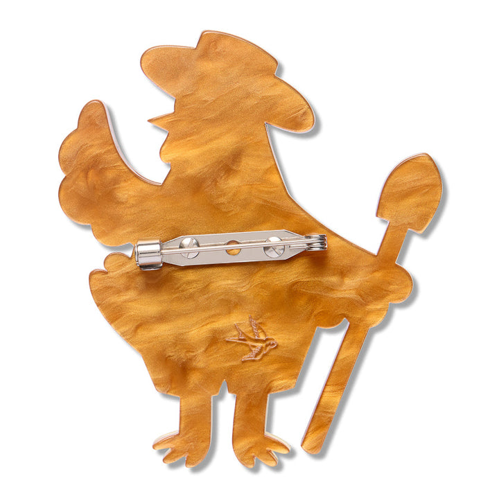 Coop Boss Brooch by Erstwilder shown with gift box | Wild at Work Collection