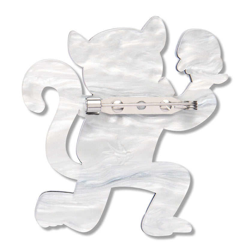 Morgan's Monologue Brooch by Erstwilder shown with gift box | Wild at Work Collection