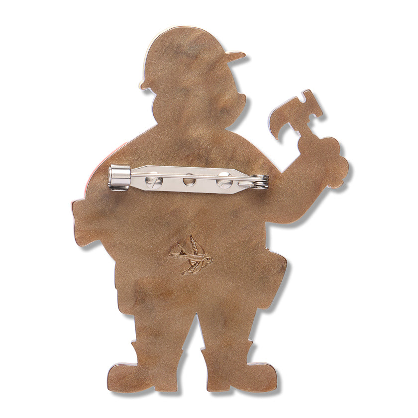 Foreman Grizzly Brooch by Erstwilder shown with gift box | Wild at Work Collection