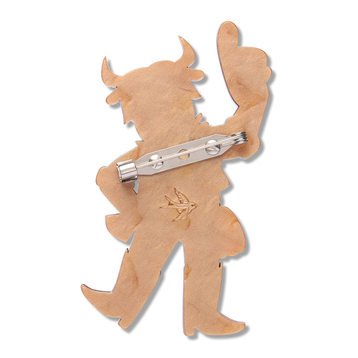 Marshall Longhorn Brooch by Erstwilder shown with gift box | Wild at Work Collection