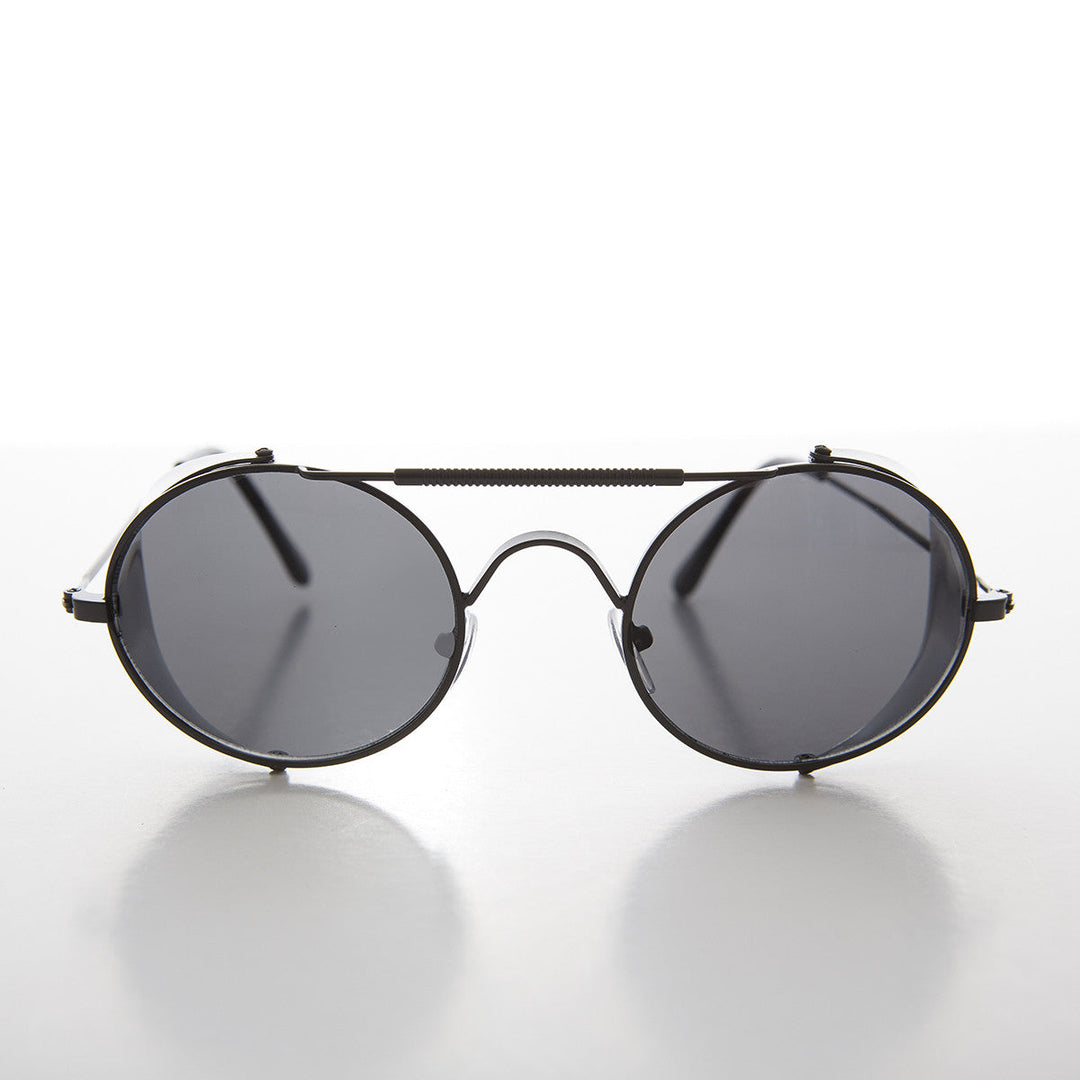 Black Steampunk Sunglass with Folding Side Shields - Bram 4
