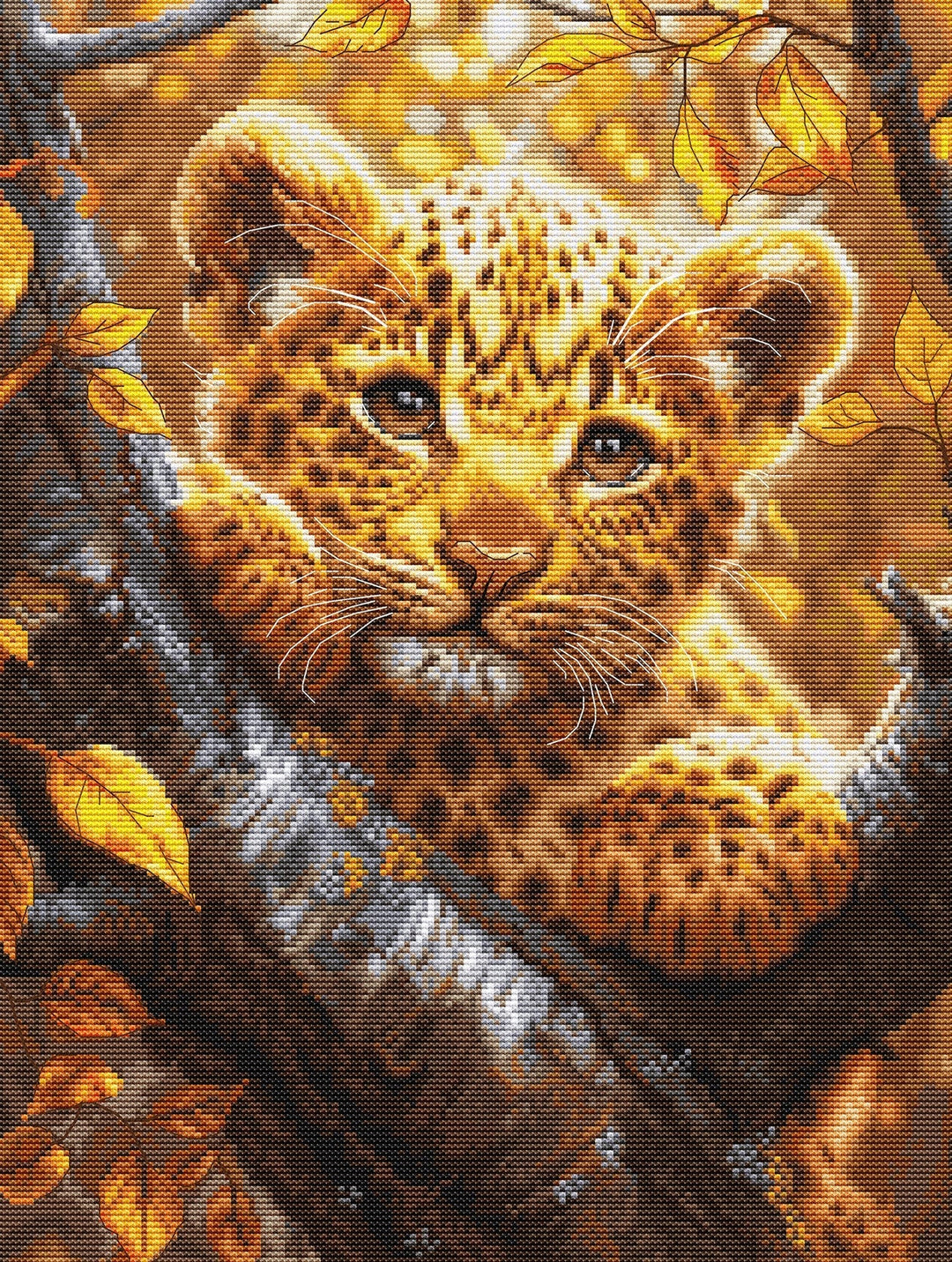 Leopard Cub at Sunrise BU5068L Counted Cross-Stitch Kit