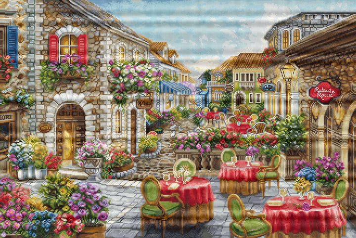 Fiori Caffes Counted Cross-Stitch Kit by Luca-S BU5080L
