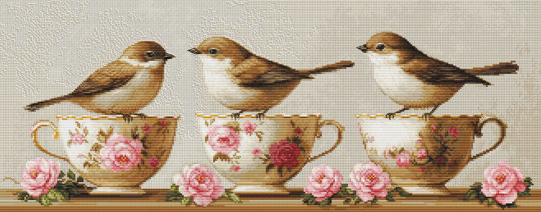 Three Dainty Birds Counted Cross-Stitch Kit by Luca-S BU5092L