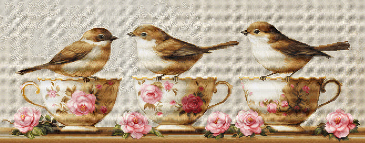 Three Dainty Birds Counted Cross-Stitch Kit by Luca-S BU5092L