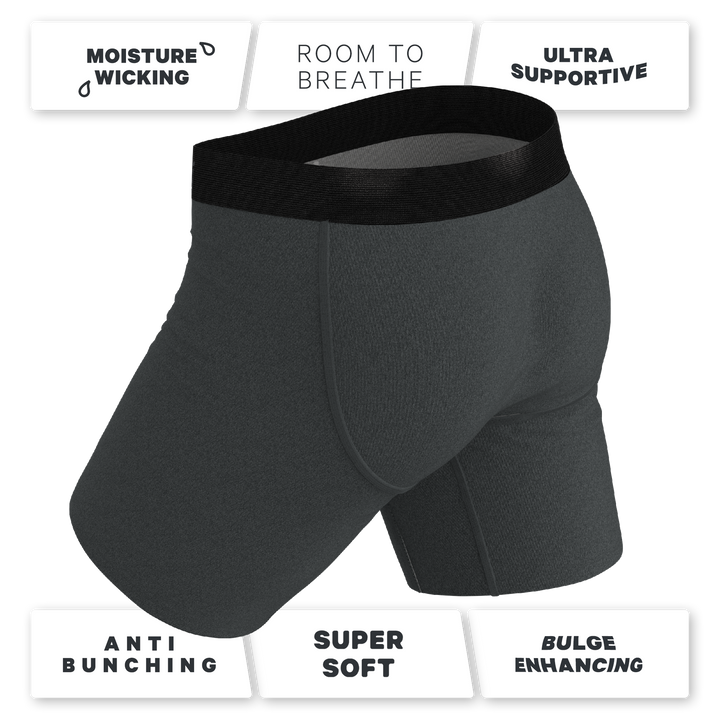 The Basalt | Heather Charcoal Long Leg Ball Hammock® Pouch Underwear With Fly
