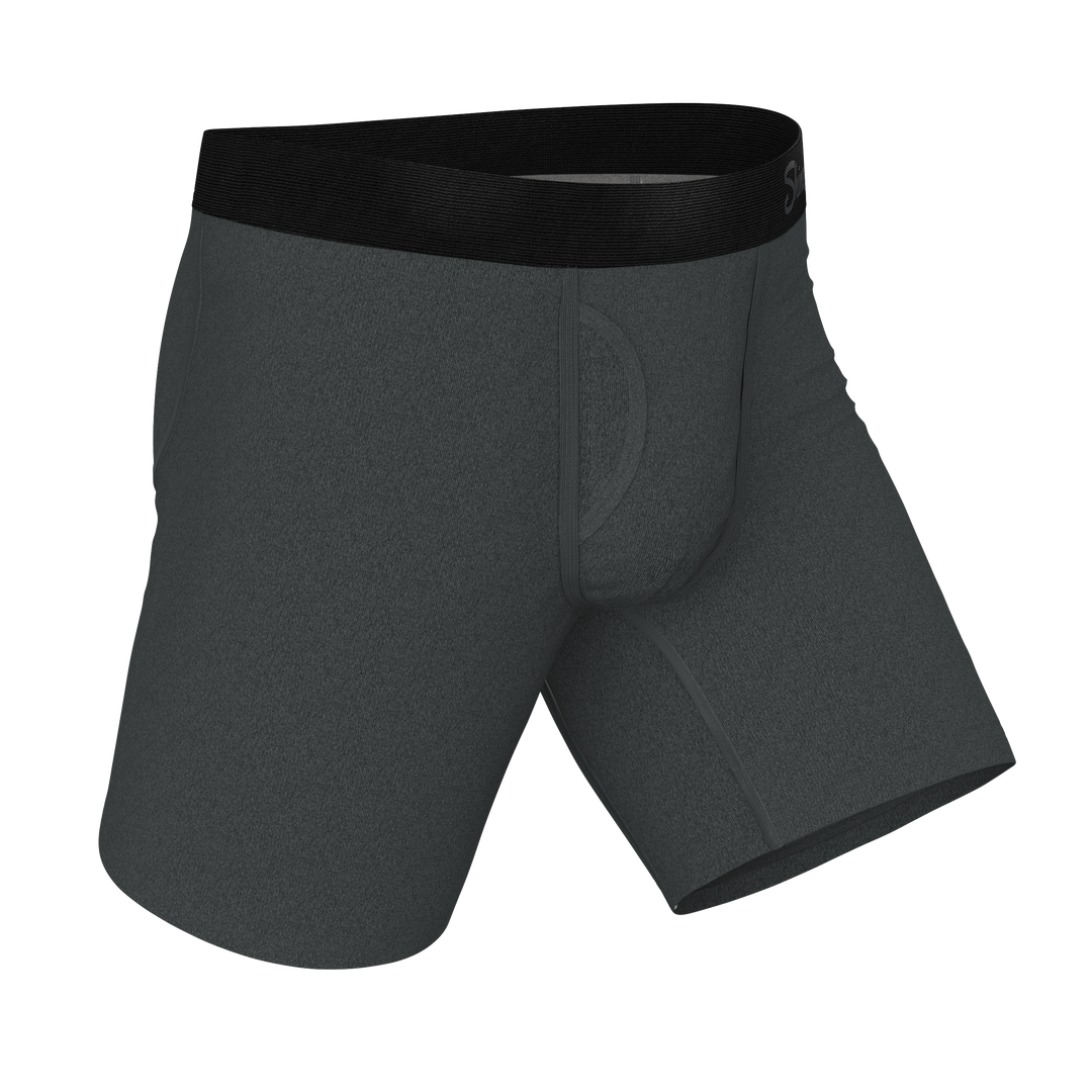 The Basalt | Heather Charcoal Long Leg Ball Hammock® Pouch Underwear With Fly