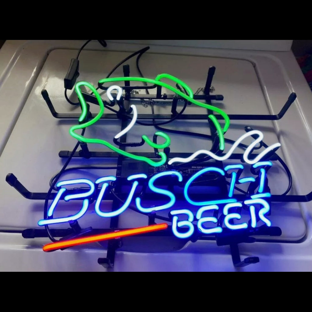 Bass Fish Busch Beer Neon Sign Light