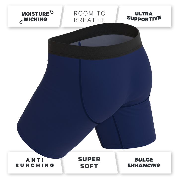 The Big Blue | Navy Long Leg Ball Hammock® Pouch Underwear With Fly