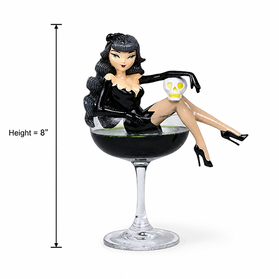 Black Widow Witch 8" Witch in Martini Glass Figurine | December Diamonds
