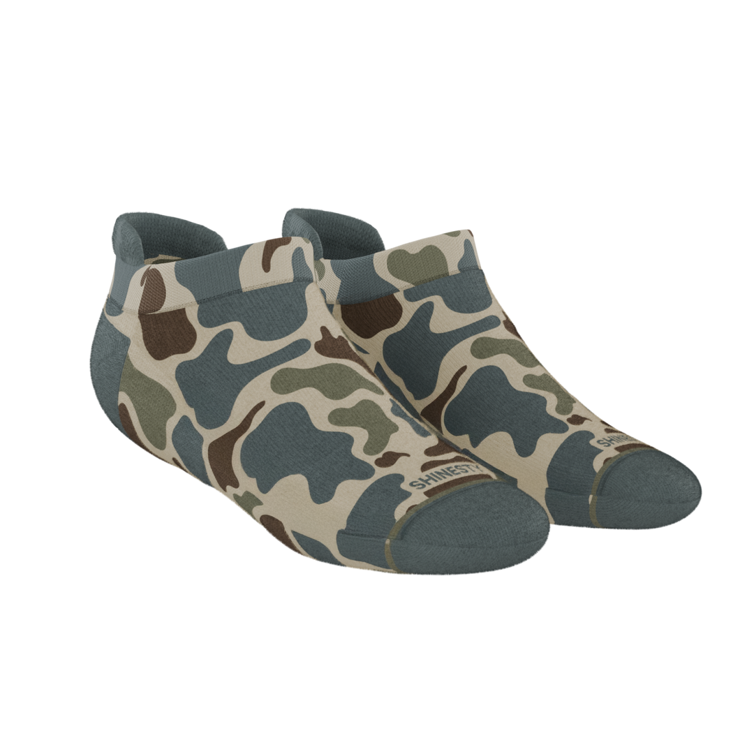The Blender | Grey Duck Camo Heel Hammock™ Ankle Socks