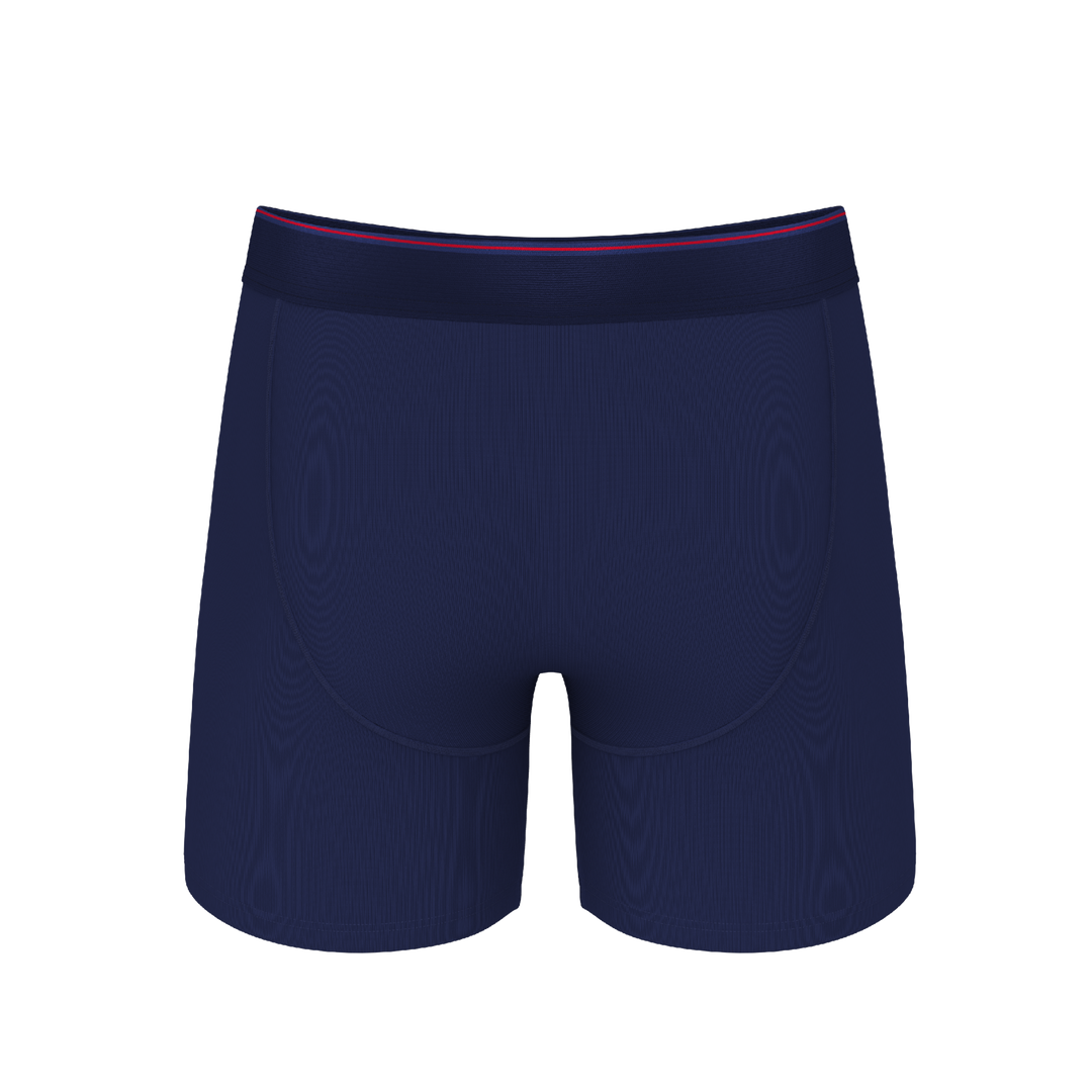The Blueberry Pie | Red Tip Navy Ball Hammock® Pouch Underwear With Fly