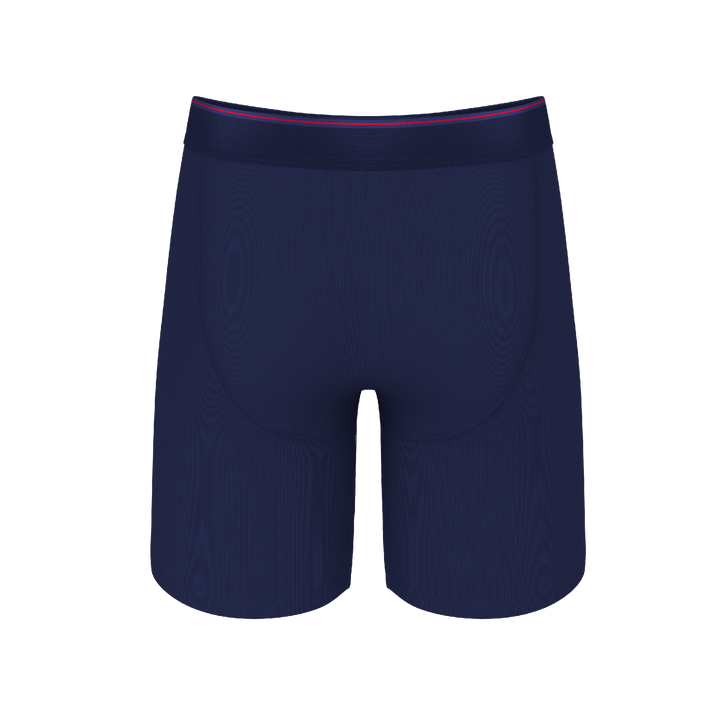 The Blueberry Pie | Red Tip Navy Long Leg Ball Hammock® Pouch Underwear With Fly