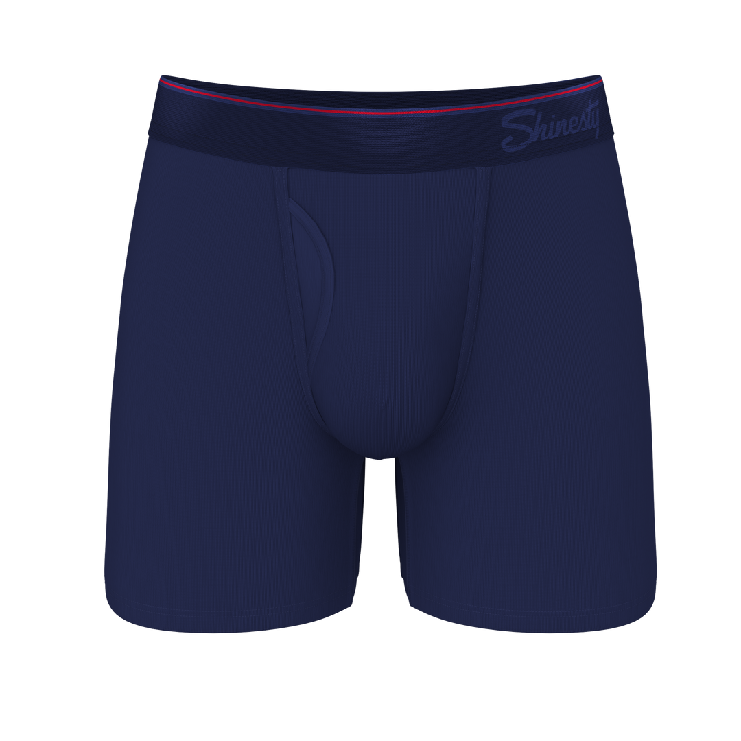 The Blueberry Pie | Red Tip Navy Ball Hammock® Pouch Underwear With Fly