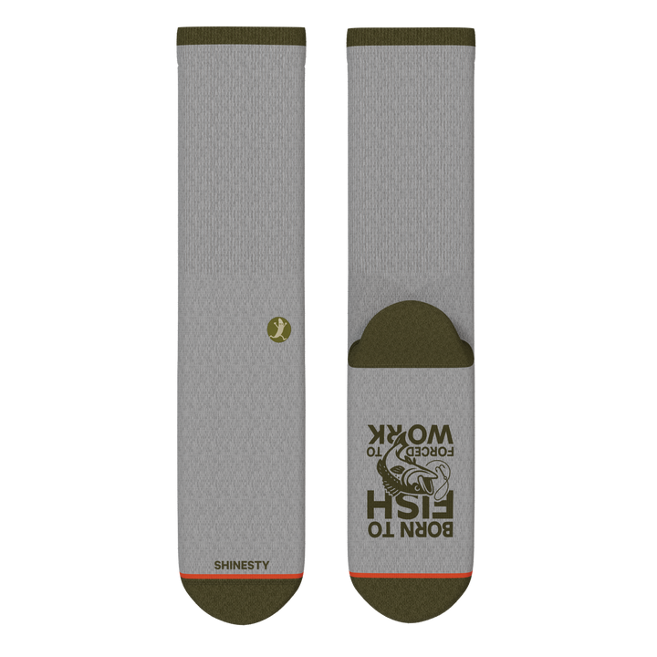 The Born To Fish | Fishing Motto Heel Hammock™ Crew Socks