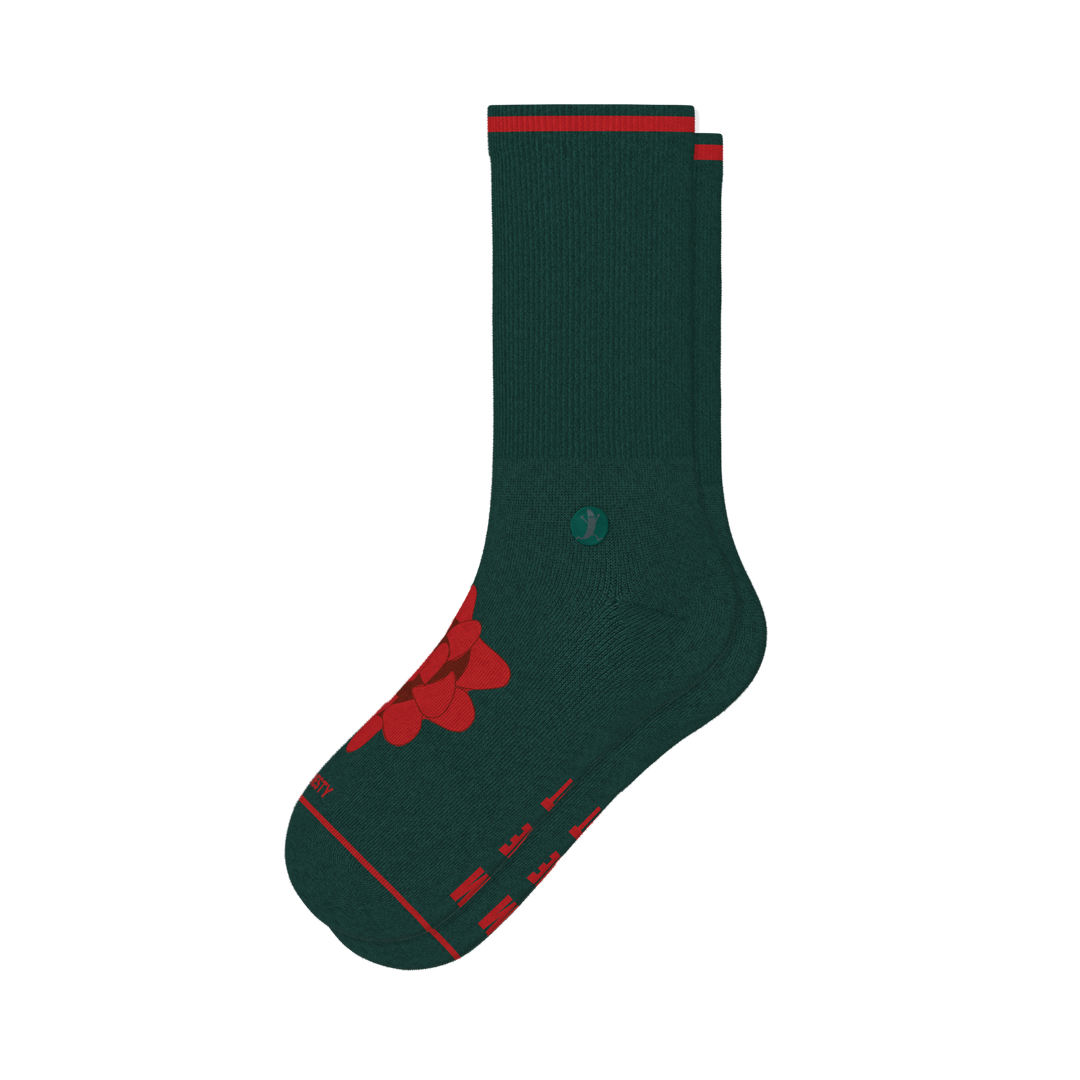 The Bow On Top | Ribbon Present Heel Hammock™ Crew Socks