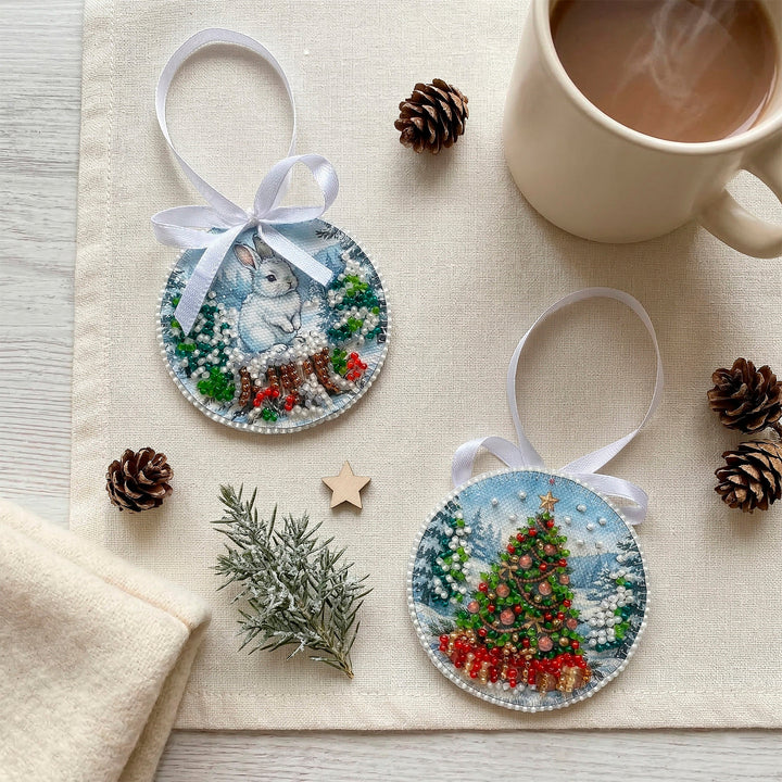 By the Christmas Tree Bead Embroidery Decoration Kit by Abris Art ABT-062