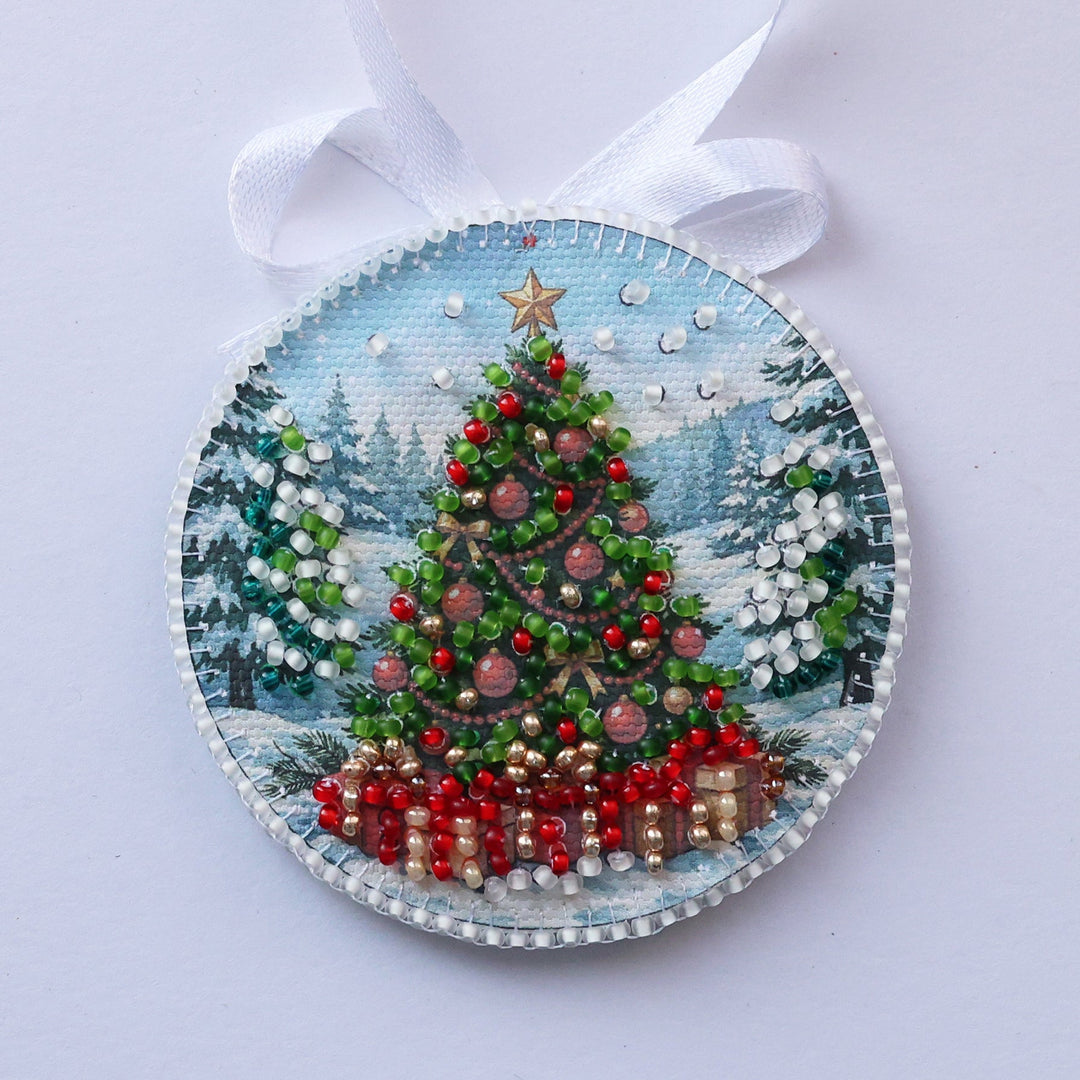 By the Christmas Tree Bead Embroidery Decoration Kit by Abris Art ABT-062
