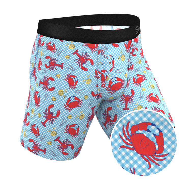 The Cajun Cookout | Summer Crabs Long Leg Ball Hammock® Pouch Underwear With Fly