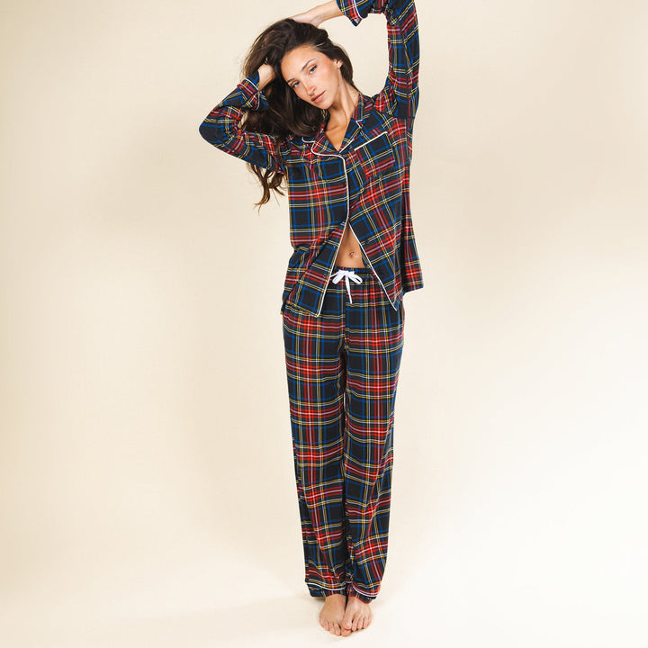 The Cappuccino | Holiday Tartan Plaid SleepDeep™ Women’s Long Sleeve Pajama Set