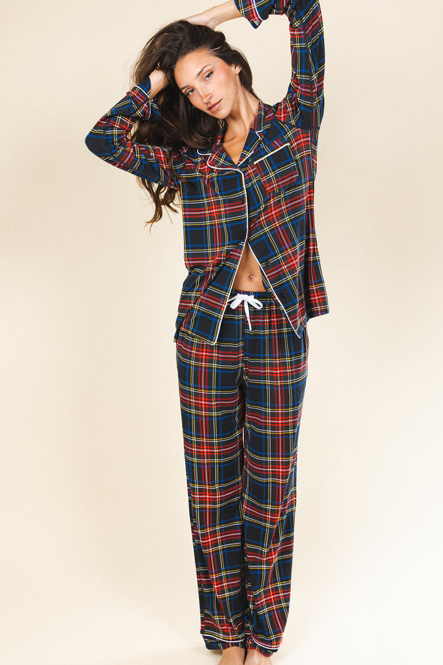 The Cappuccino | Holiday Tartan Plaid SleepDeep™ Women’s Long Sleeve Pajama Set