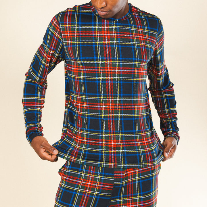 The Cappuccino | Holiday Tartan Plaid SleepDeep™ Men’s Long Sleeve Pajama Shirt