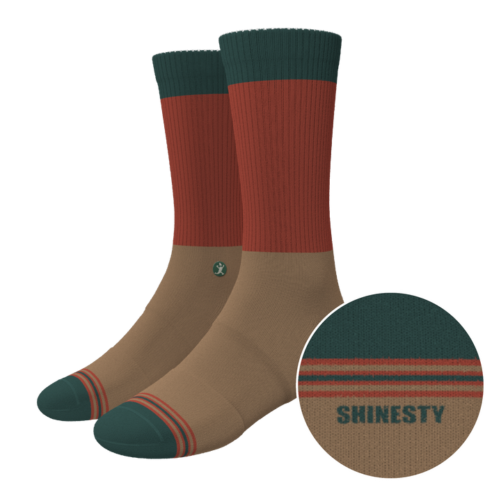 The Car Camper | Earth Tone Color Block Heel Hammock™ Crew Socks