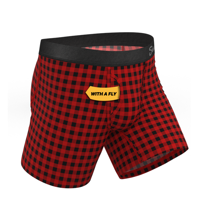 The Cardinal | Micro Buffalo Check Ball Hammock® Pouch Underwear With Fly