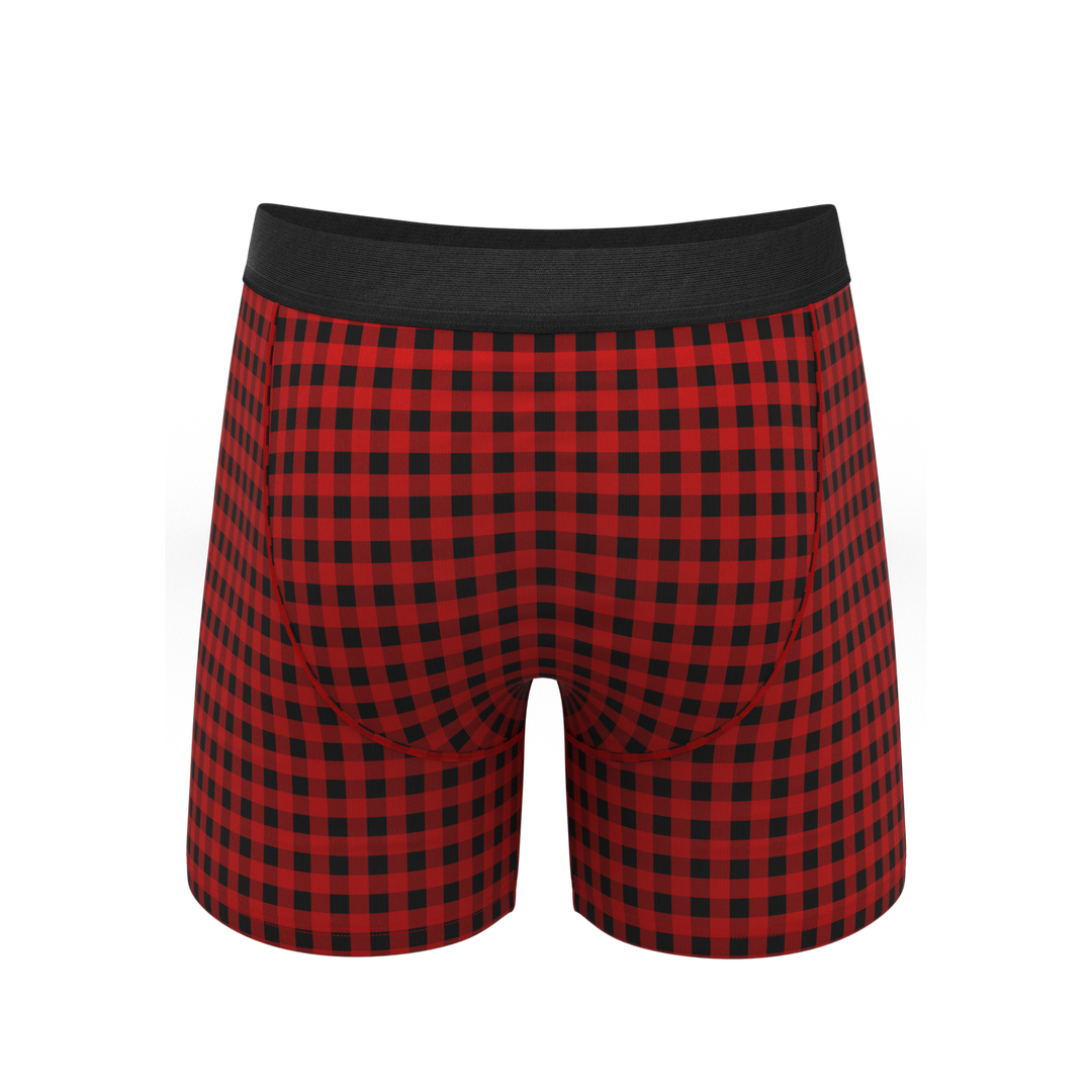 The Cardinal | Micro Buffalo Check Ball Hammock® Pouch Underwear With Fly