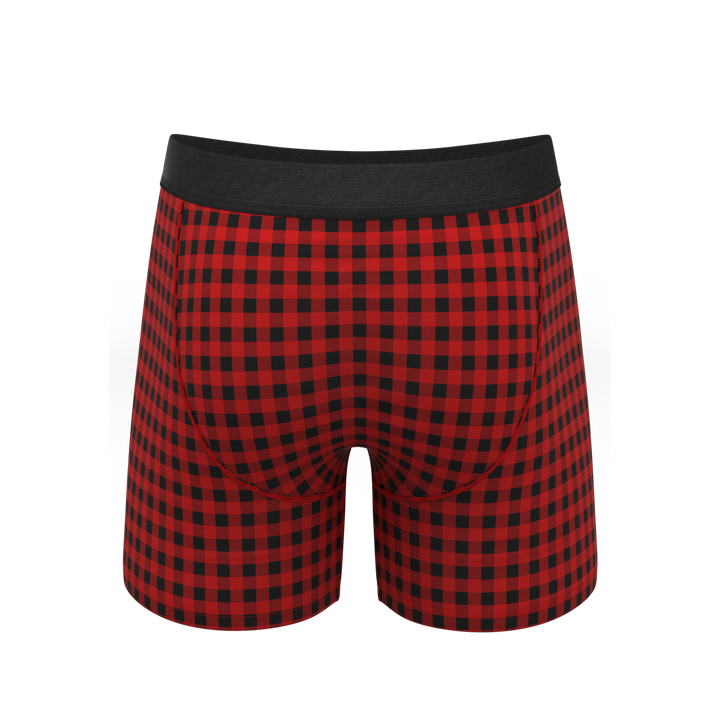 The Cardinal | Micro Buffalo Check Ball Hammock® Pouch Underwear With Fly